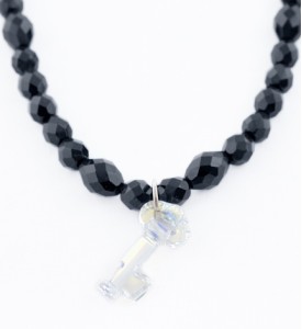 black Czech glass bead necklace